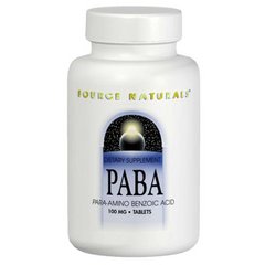 ПАБК (пара-аминобензойная кислота), PABA, Source Naturals, 100 мг, 250 таблеток - фото