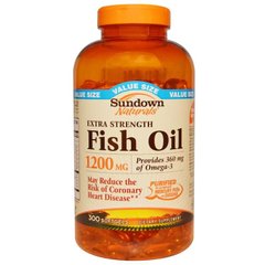 Рыбий жир, Extra Strength Fish Oil, Sundown Naturals, 1200 мг, 300 капсул - фото