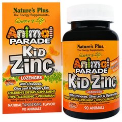 Цинк для детей, Kid Zinc, Nature's Plus, Animal Parade, вкус мандарина, 90 леденцов - фото