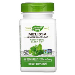 Меліса, Melissa, Nature's Way, лимонний бальзам, 500 мг, 100 капсул - фото