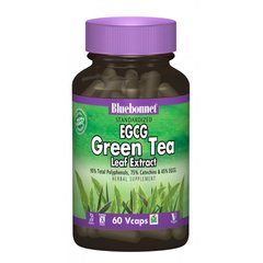 EGCG Экстаркт листьев зеленого чая, 350 мг, Bluebonnet Nutrition, 60 гелевых капсул - фото