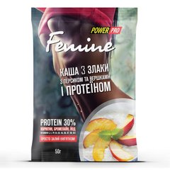 Каша Femine 3 злака+протеин 30 %, персик, PowerPro, 50 г - фото