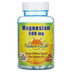 Магній і вітамін В-6, Magnesium Vitamin B-6, Nature's Life, 500 мг, 100 капсул - фото