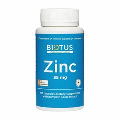 Цинк, Zinc, Biotus, 35 мг, 100 капсул - фото
