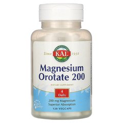 Оротат магния, Magnesium Orotate, Kal, 200 мг, 60 растительных капсул - фото