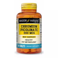 Хром Піколінат 200 мкг, Chromium Picolinate, Mason Natural, 100 таблеток - фото