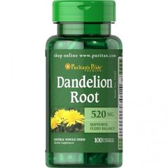 Одуванчик, корень, Dandelion Root, Puritan's Pride, 520 мг, 100 капсул - фото