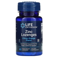 Леденцы цинка, Zinc Lozenges, Life Extension, вкус апельсин, 60 конфет - фото