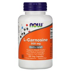 Now Foods, L-карнозин, 500 мг, 100 растительных капсул (NOW-00079) - фото
