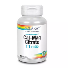 Кальций и Магний, Cal-Mag Citrate, High Potency, Solaray, 90 капсул - фото