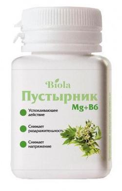 Пустирник Mg, В6, Biola, 60 таблетки - фото