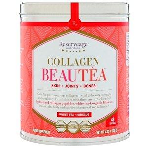 Білий чай з колагеном, Collagen Beautea, ReserveAge Nutrition, смак гібіскуса, 48 чайних пакетиків - фото