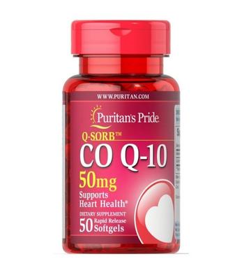Коензим, Q-SORB ™ CoQ-10, Puritans Pride, 50 мг, 50 гелевих капсул - фото