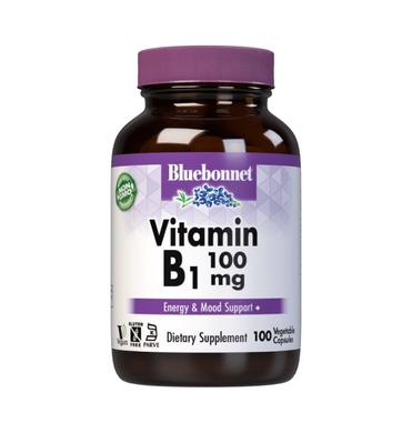 Витамин B1 100 мг, Vitamin B1, Bluebonnet Nutrition, 100 вегетарианских капсул - фото