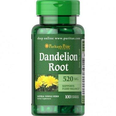 Кульбаба, корінь, Dandelion Root, Puritan's Pride, 520 мг, 100 капсул - фото
