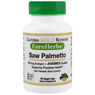 Со Пальметто, Saw Palmetto XT, California Gold Nutrition, EuroHerbs, 320 мг, 60 капсул - фото