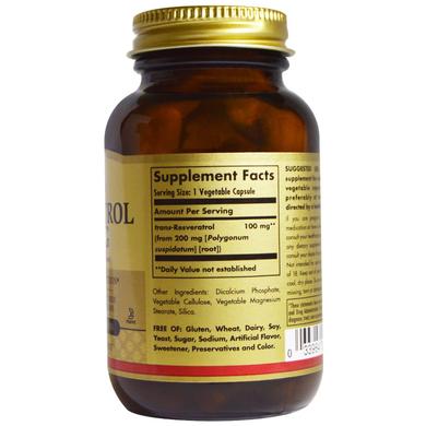 Ресвератрол (Resveratrol), Solgar, 100 мг, 60 капсул - фото