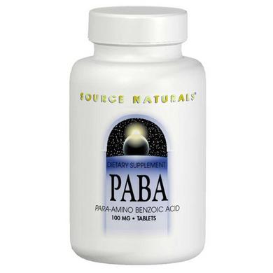 ПАБК (пара-амінобензойна кислота), PABA, Source Naturals, 100 мг, 250 таблеток - фото