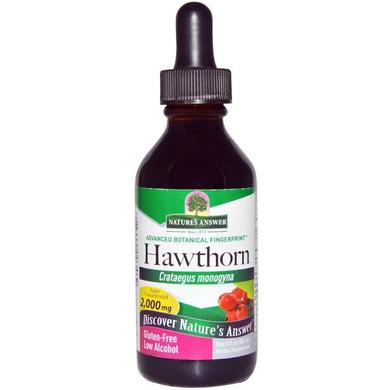Боярышник, Hawthorn, Nature's Answer, слабоалкогольный, органик, 2000 мг, 60 мл - фото