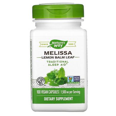 Мелисса, Melissa, Nature's Way, лимонный бальзам, 500 мг, 100 капсул - фото