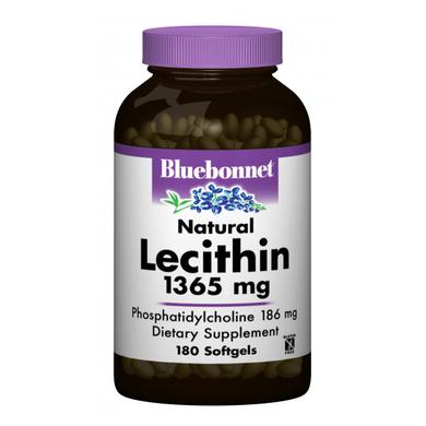 Натуральный лецитин 1365 мг, Bluebonnet Nutrition, 180 желатиновых капсул - фото