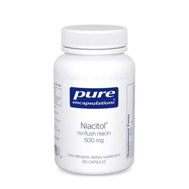 Ниацин не вызывающий покраснений, Niacitol, Pure Encapsulations, 500 мг, 60 капсул - фото