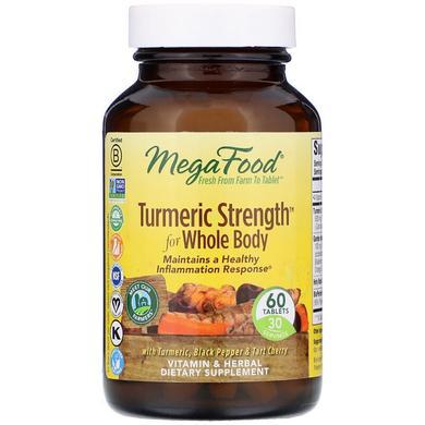 Сила куркуми для всього організму, Turmeric Strength for Whole Body, MegaFood, 60 таблеток - фото