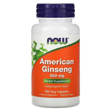 Американский женьшень, American Ginseng, Now Foods, 500 мг, 100 капсул - фото