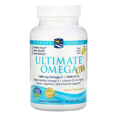 Экстра Омега-3, Ultimate Omega Xtra, Nordic Naturals, лимон, 1000 мг, 60 капсул - фото