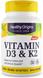 Витамин Д3 и К2, Vitamin D3 + K2, Healthy Origins, 50 мкг/200 мкг, 60 гелевых капсул, фото – 1