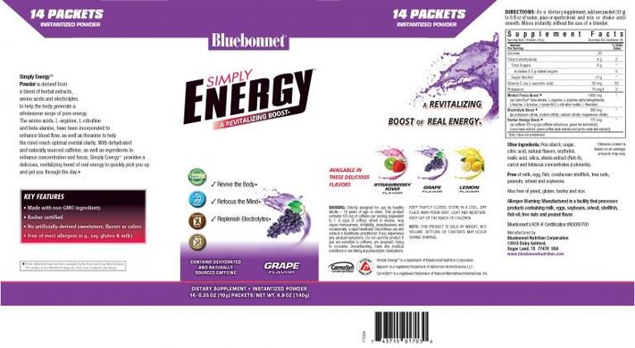 Энергетический напиток в порошке, Bluebonnet Nutrition, вкус винограда, 14 пакетиков по 10 г - фото