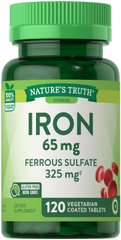 Железо, Iron, 65 мг, Nature's Truth, 120 вегетарианских таблеток - фото