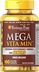 Мультивитамины для пожилых, Multivitamins for Seniors Timed, Puritan's Pride, 100 капсул - фото