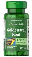 Гідрастис канадський, Goldenseal Root, Puritan's Pride, 470 мг, 100 капсул - фото