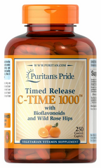 Витамин С с шиповником, Vitamin C, Puritan's Pride, 1000 мг, 250 капсул - фото
