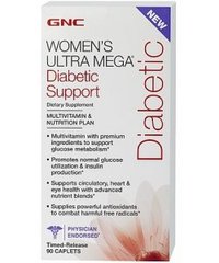 Витамины и минералы для женщин, Women's Ultra Mega Diabetic, Gnc, 90 капсул - фото