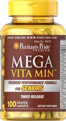 Мультивитамины для пожилых, Multivitamins for Seniors Timed, Puritan's Pride, 100 капсул - фото
