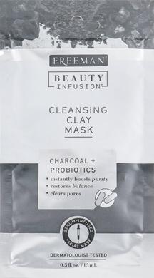Глиняна маска для обличчя "Вугілля і пробіотики", Beauty Infusion Cleansing Clay Mask, Freeman, 15 мл в стик - фото