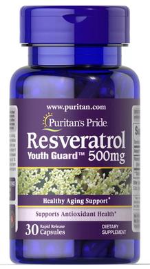 Ресвератрол, Resveratrol, Puritans Pride, 500 мг, 30 капсул - фото