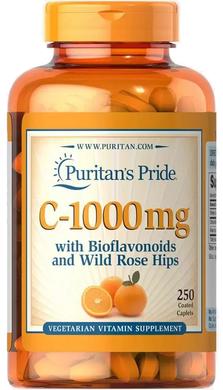 Витамин С с биофлавоноидами и шиповником, Vitamin C with Bioflavonoids and Rose Hips, Puritan's Pride, 1000 мг, 250 каплет - фото