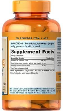 Вітамін С з біофлавоноїдами і шипшиною, Vitamin C with Bioflavonoids and Rose Hips, Puritan's Pride, 1000 мг, 250 каплет - фото