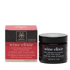 Крем Wine Elixir с насыщенной текстурой против морщин с пчелиным воском и красным вином для сухой кожи, Apivita, 50 мл - фото