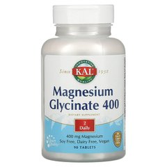Магній глицинат, Magnesium Glycinate, Kal, 400 мг, 90 таблеток - фото