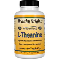 L-теанин, L-Theanine, Healthy Origins, 100 мг, 90 капсул - фото