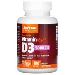 Вітамін Д3, Vitamin D3, Jarrow Formulas, 5000 МО, 100 капсул - фото