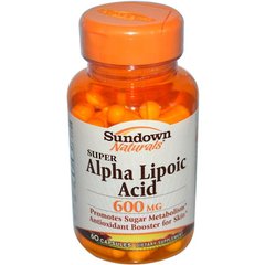 Альфа-липоевая кислота, Alpha Lipoic Acid, Sundown Naturals, 600 мг, 60 капсул - фото