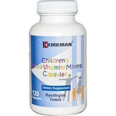 Витамины и минералы для детей, Children's Multi-Vitamin/Mineral, Kirkman Labs, гипоаллергенная формула, 120 капсул - фото