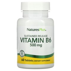 Витамин В-6 медленного высвобождения, Nature's Plus, 500 мг, 60 таблеток - фото