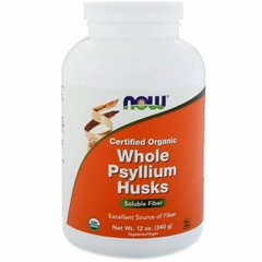 Подорожник органический, Certifed Organic Whole Psyllium Husks, Now Foods, порошок 340 г - фото