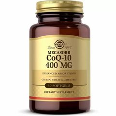 Коэнзим Q10, Megasorb CoQ-10, Solgar, 400 мг, 30 гелевых капсул - фото